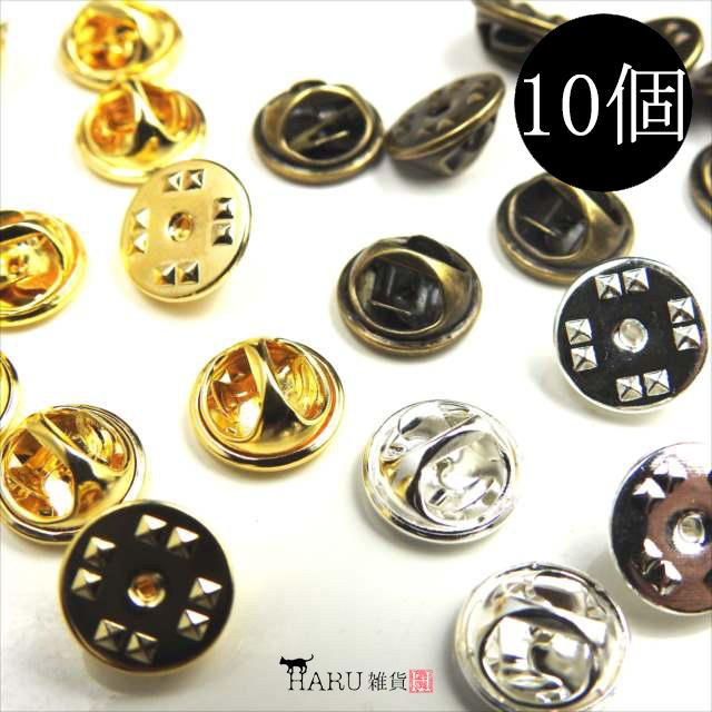 ピンバッチ 蝶タック 10個セット 11mm アンティーク ゴールド ホワイト