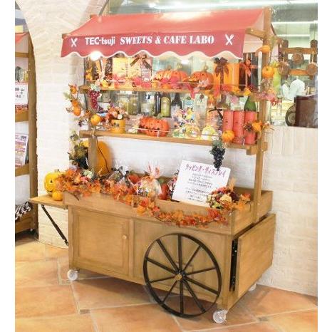 マルシェ ワゴン イベント セール 屋台 販売台 テント屋根付き 木製