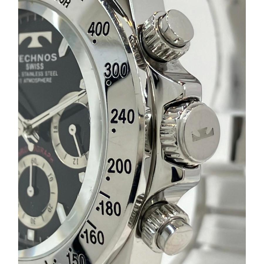 テクノス 腕時計 クオーツ ブラック TGM615 メンズ TECHNOS 中古