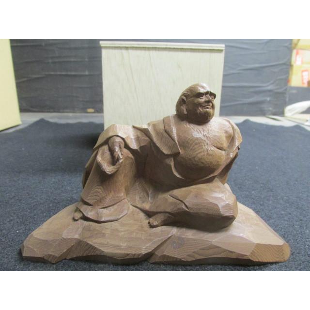 永富一伸 一位材 木彫 達磨尊 彫刻置物 作家 木箱 : 手作りネット