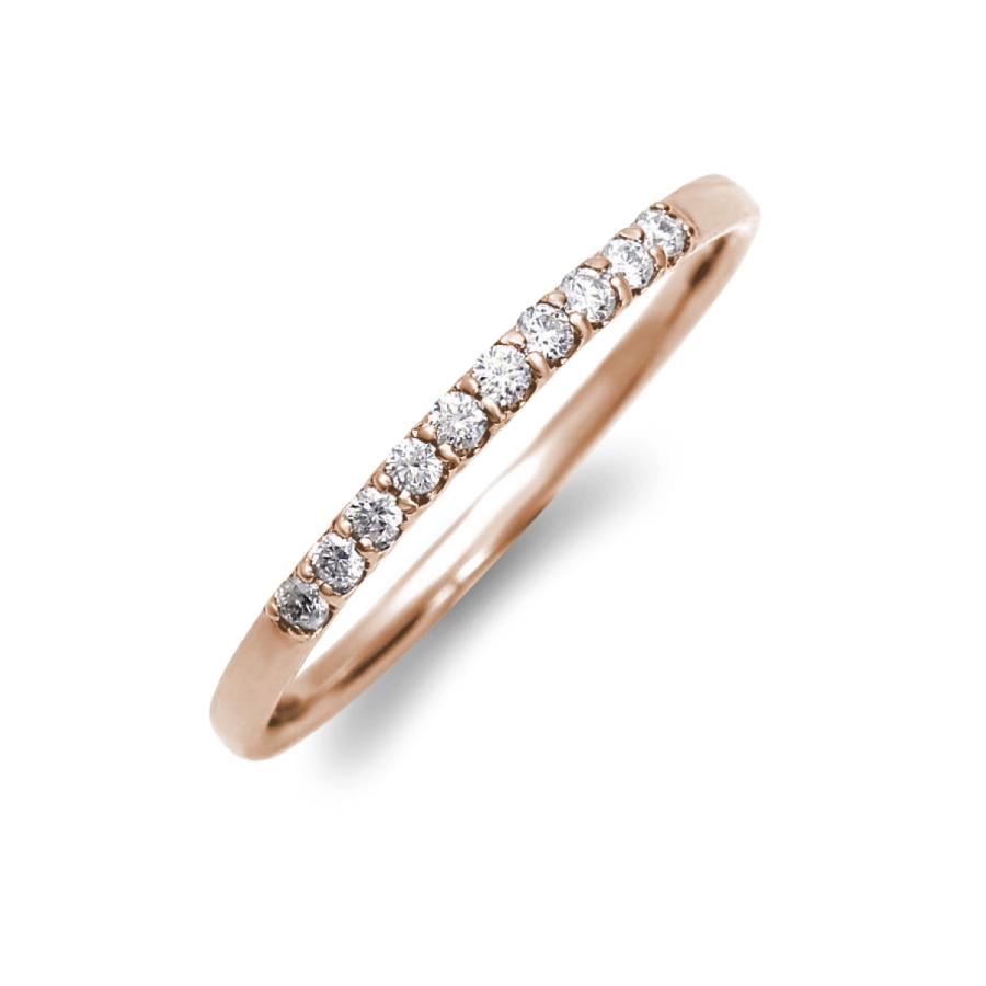 ハーフ エタニティリング ダイヤ 0.1ct 18金 ピンクゴールド K18 PG