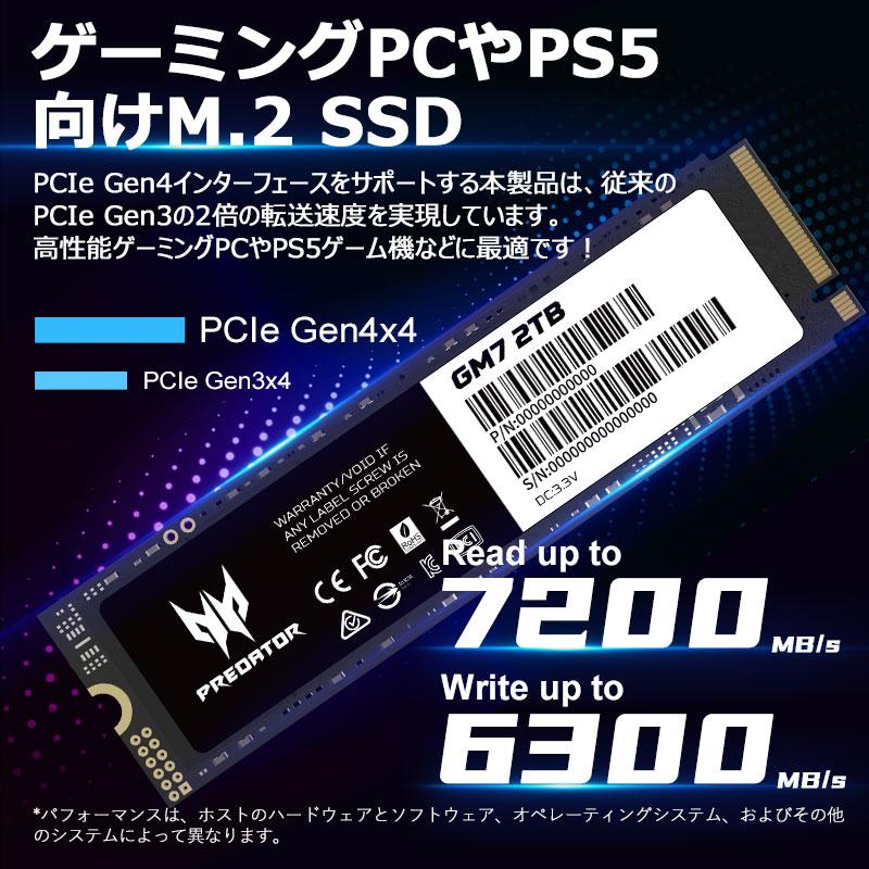 Predator Acer SSD 2TB 3D NAND TLC PCIe Gen 4x4 M.2 NVMe 2280 R