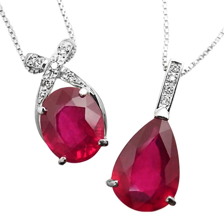 大粒 一粒 天然 ルビー 4.0ct UP ＆ ダイヤ ネックレス pt900 K18