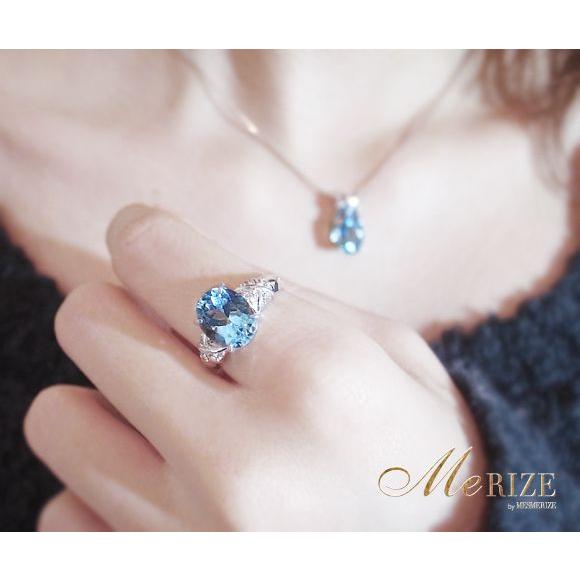 天然大粒 一粒 アクアマリン 2.0ct ダイヤ リング 指輪 K18 ゴールド
