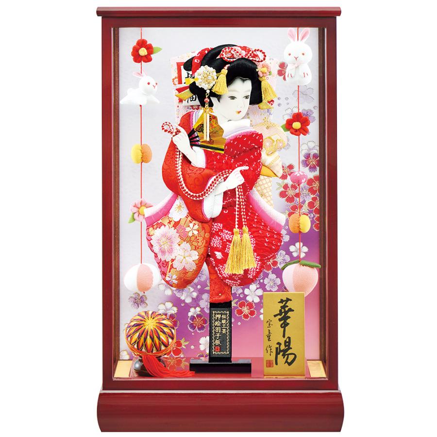 羽子板振袖刺繍金彩ガラスケース13号・サイズ間口約28×奥行約23
