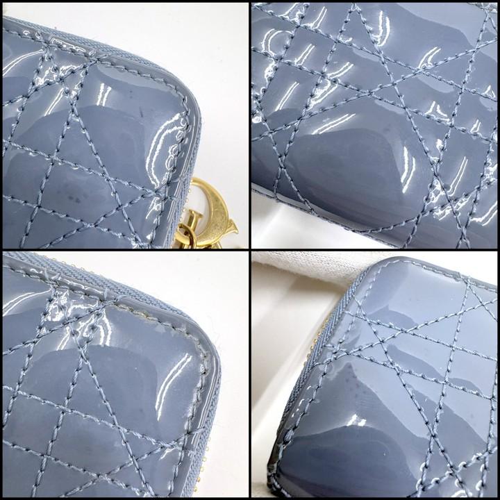 Dior ディオール カナージュ キーリング付きコインケース パテント