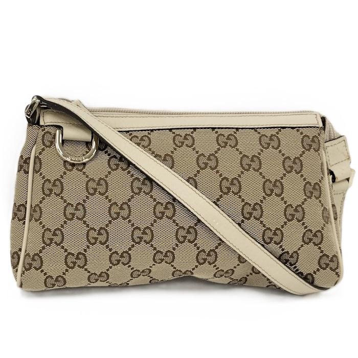 GUCCI（グッチ） ワンショルダーバッグ レザー GGキャンバス ベージュ