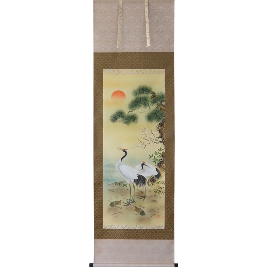 掛軸 松竹梅鶴亀 香泉画 (掛け軸 尺五立) 幅54cm×丈185cm : 大瑠堂