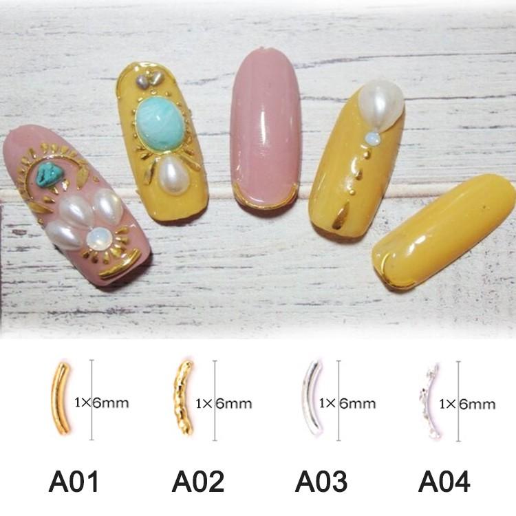 10個入り カーブスティック メタルスタッズ ネイルパーツ ゴールド