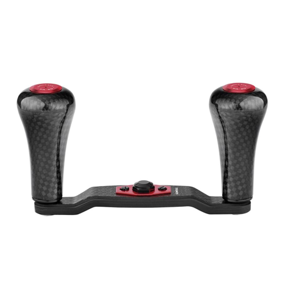 GOMEXUS カーボン製 ベイトリールハンドル 98mm ブラック×レッド