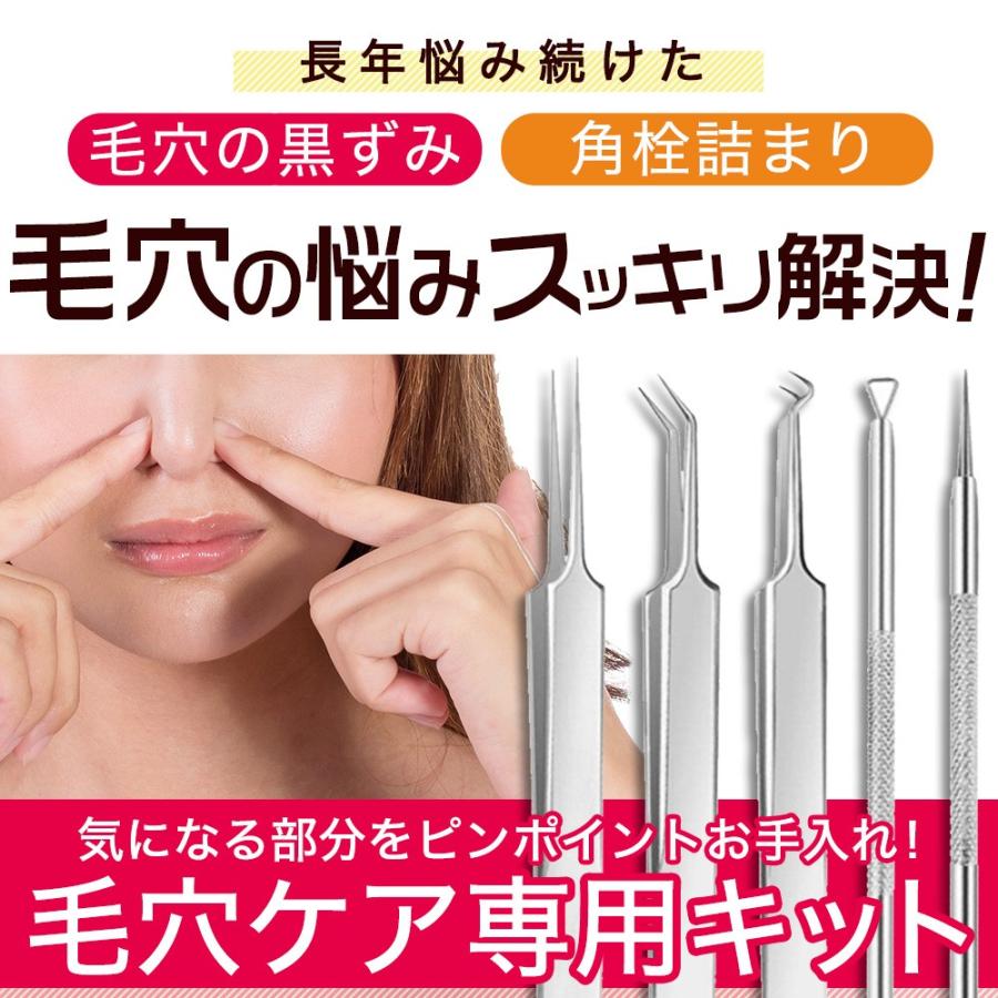 角栓取り ピンセット 毛穴ケア専用キット 5本セット 角栓除去 角質除去