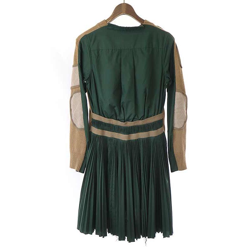 sacai（サカイ） 16AW ニットドッキングプリーツワンピース グリーン