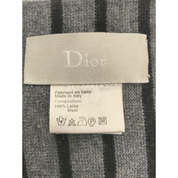 Dior HOMME ディオールオム 06AW ウールボーダーロングマフラー グレー