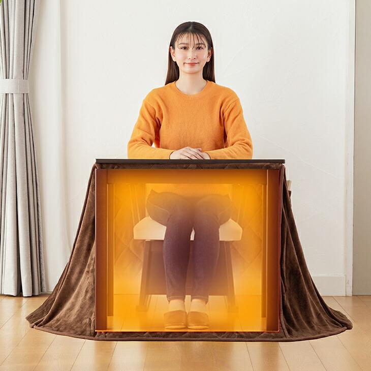 デスクこたつ 2点セット ハイタイプ 1人用 75×50cm こたつテーブル