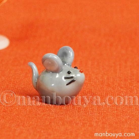 ミニチュア ガラス細工 ネズミ 干支 飾り グラススクエア プチシリーズ