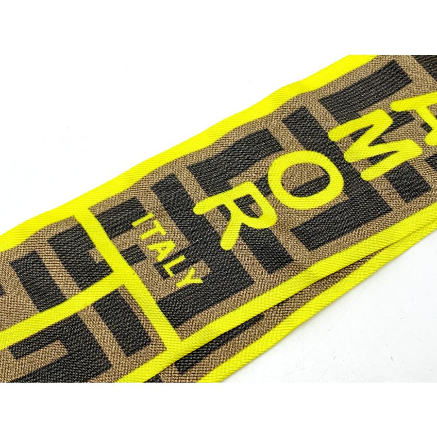 FENDI フェンディ 黄色 イエロー ラッピー ズッカ柄 シルク スカーフ