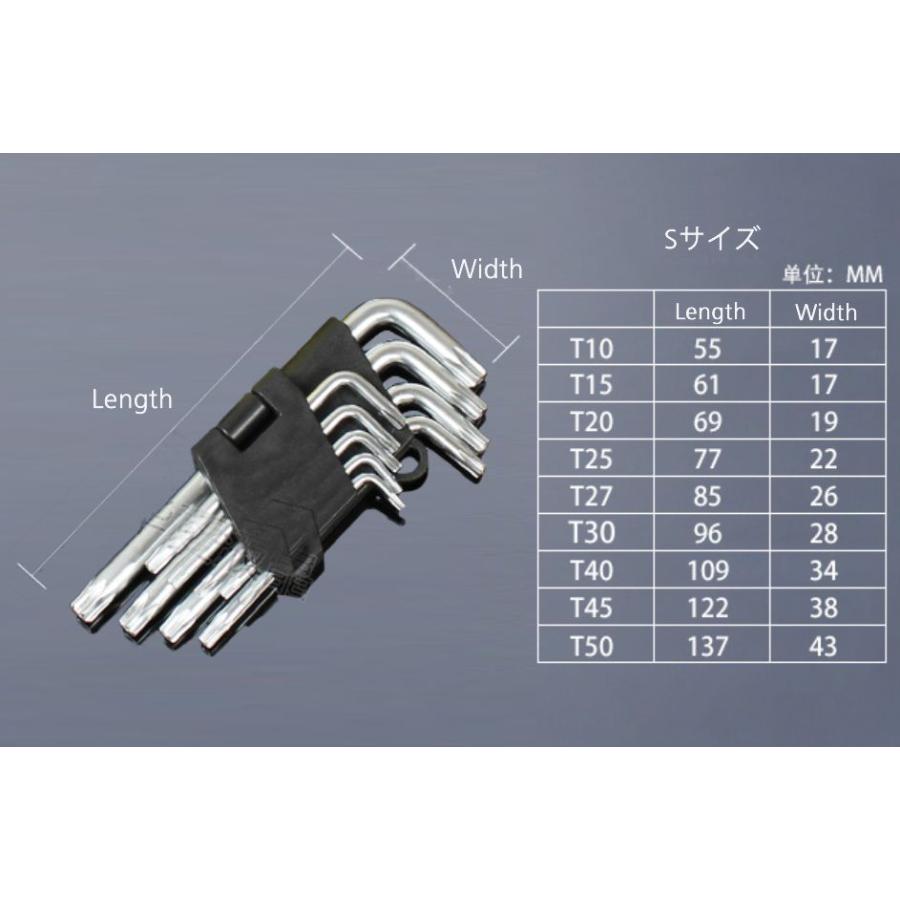 トルクスレンチ ドライバー 9点セット L字 Sサイズ T10 T15 T20 T25