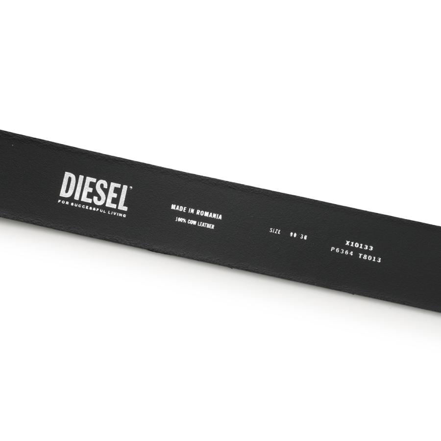 DIESEL 1DR Oval D ブラック レザー ベルト 75サイズDIESEL