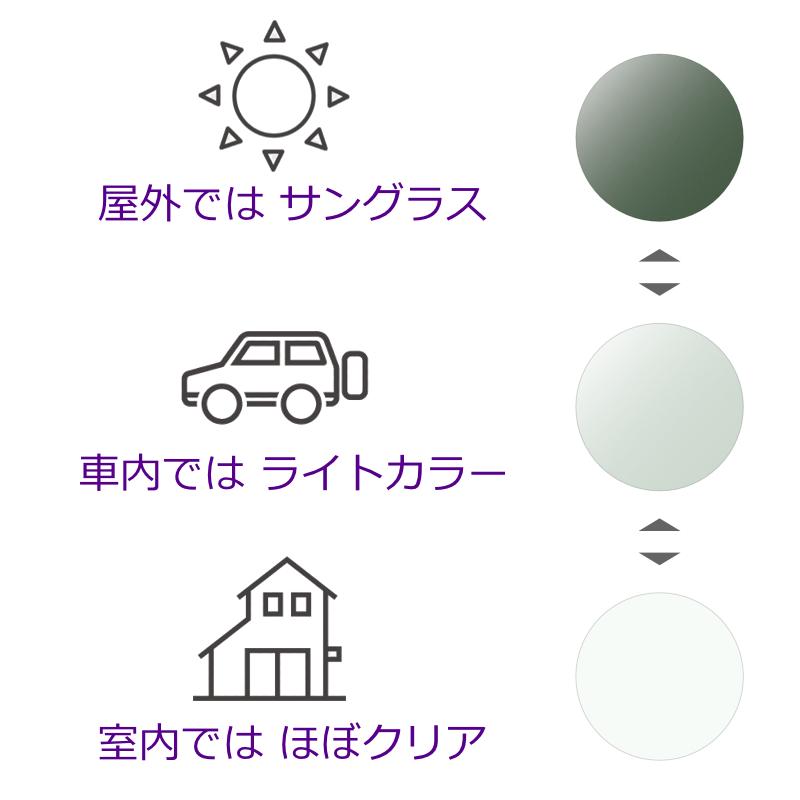 HOYA 度なし 可視光調光レンズ センシティダーク 可視光+紫外線で色が