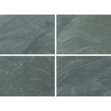 中国産石英岩 フラットグリーン 割肌仕上げ 方形材 400x400x15〜25程度