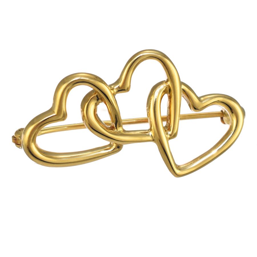 TIFFANY&Co.（ティファニー） 新品同様 トリプル ハート ブローチ K18