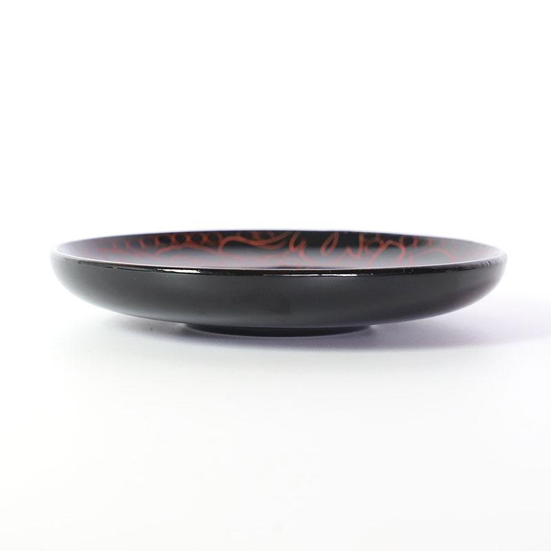 みよし漆器本舗 木製 茶托 牡丹彫り 漆塗り 4寸 12cm 1枚 茶たく 湯呑