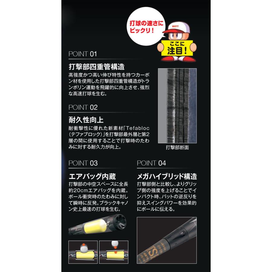 ブラックキャノン ZETT（ゼット）少年軟式用FRP製バット ブラック