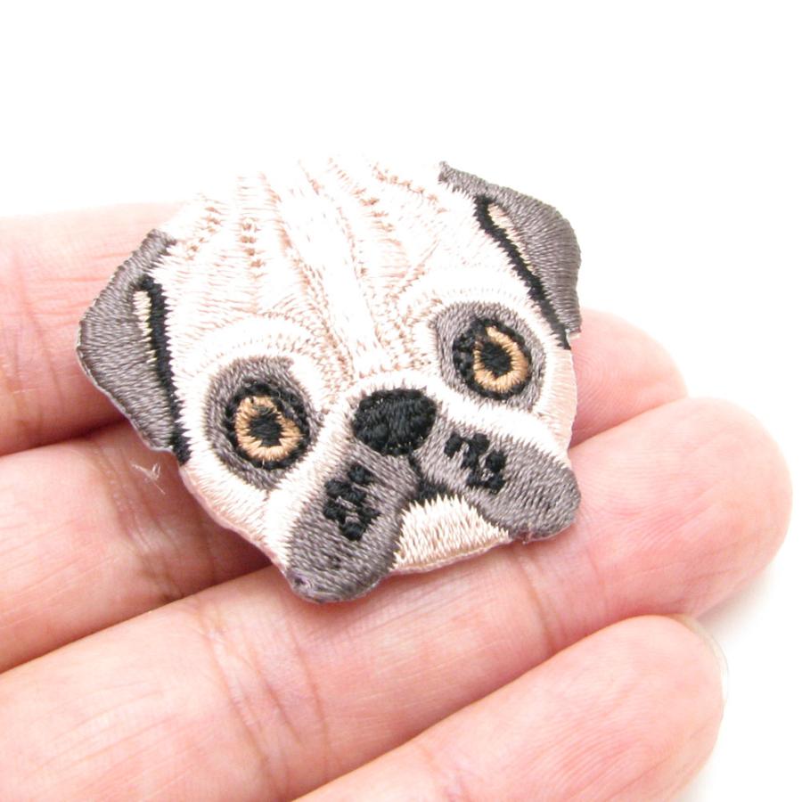 ブローチ 犬 刺繍 ワッペン バッチ KS55024【Animal road】ボストン