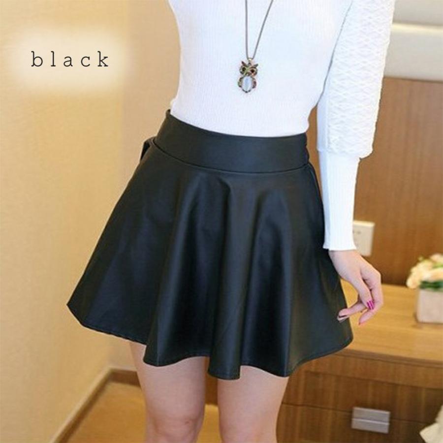 キュロットスカート レザーフレアスカート レディース 膝丈 夏 ゴルフ