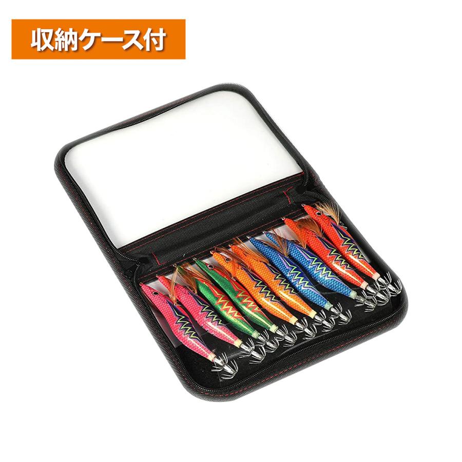 エギ 10本セット 餌木 2.5号 3号 3.5号 イカ釣り ルアー ケース付 夜光