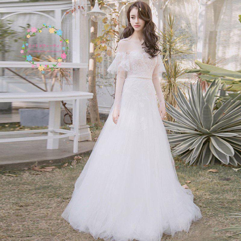 ウエディングドレス aライン 長袖 安い ウェディングドレス 花嫁 結婚