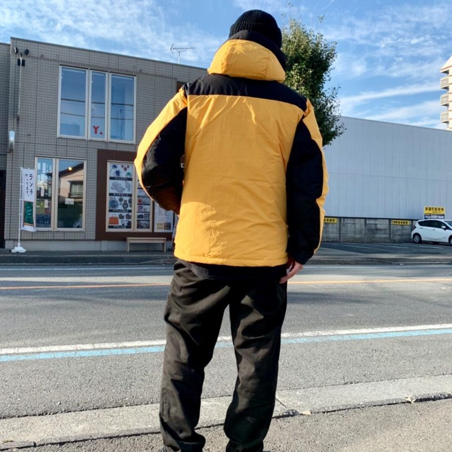 ファーストダウン FIRST DOWN パネル ダウンジャケット 黒×イエロー