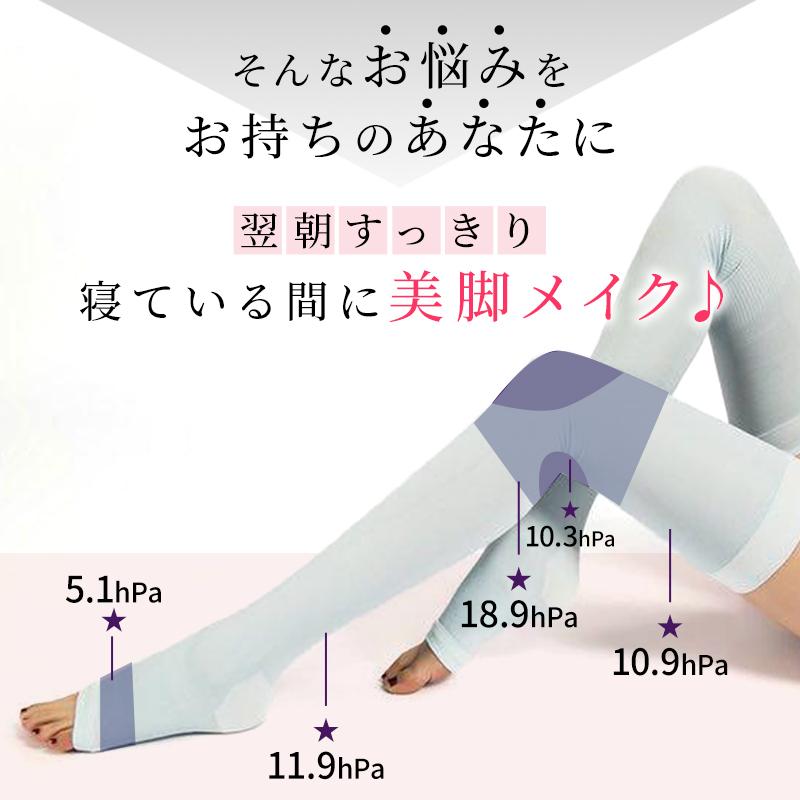 着圧ソックス 就寝用 むくみ解消 引き締め ロング ニーハイ レディース