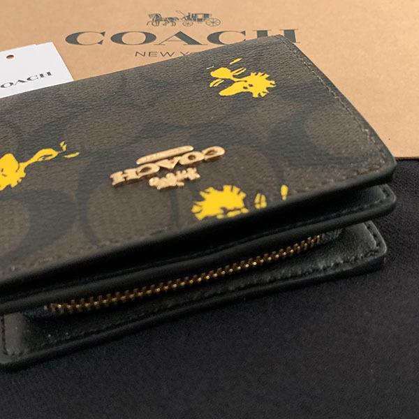 COACH（コーチ） 二つ折り財布 シグネチャー スヌーピー ウッド