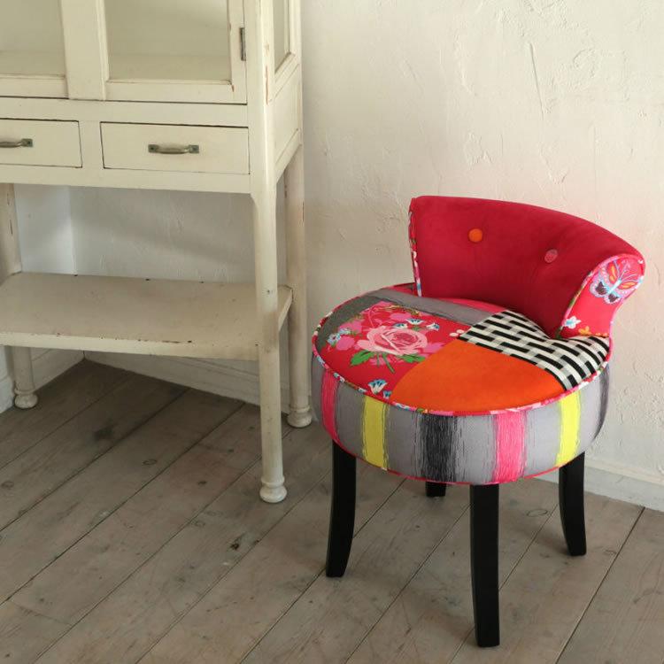 スツール 椅子 カラフル チェア パッチワーク 1人掛け ファブリック