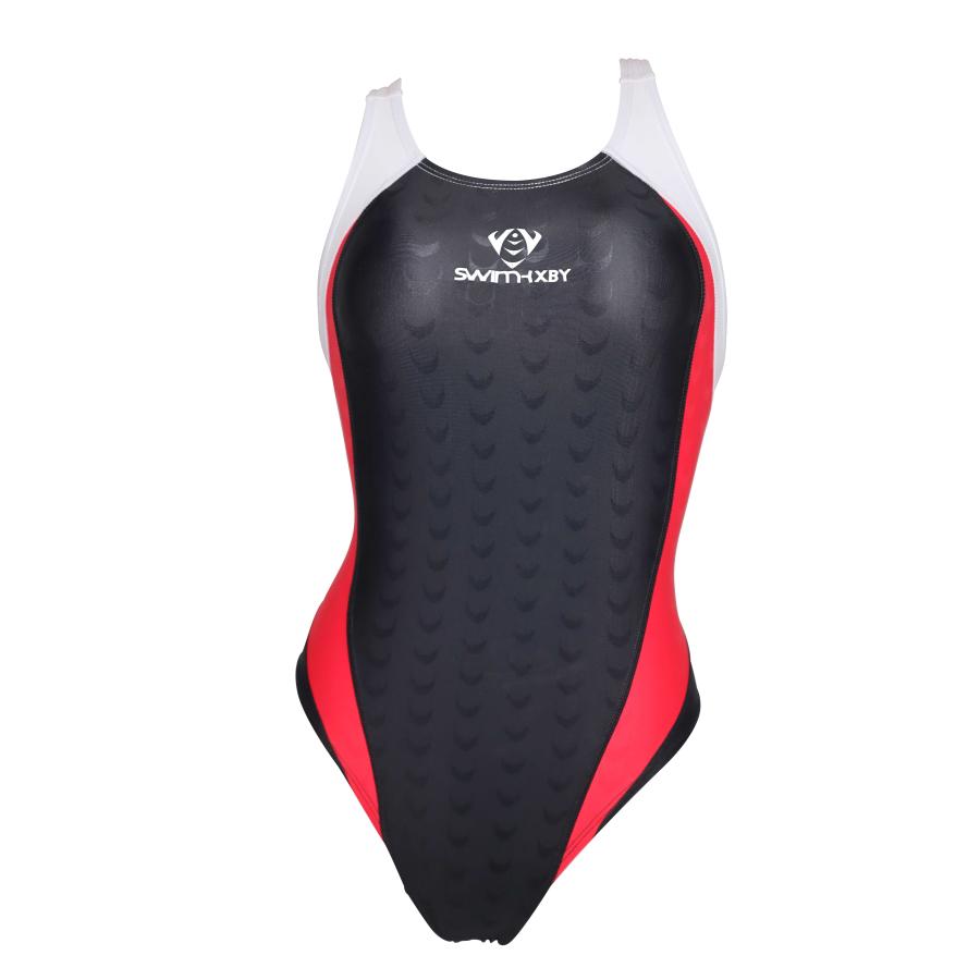 SWIMHXBY】 競泳水着 レディース ガールズ 282 ベーシック 黒赤白