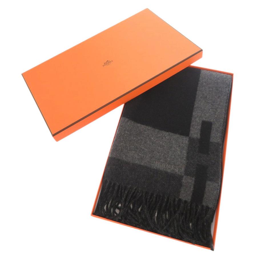 HERMES（エルメス） 未使用品 Hパッサン カシミヤ グレー ブラック