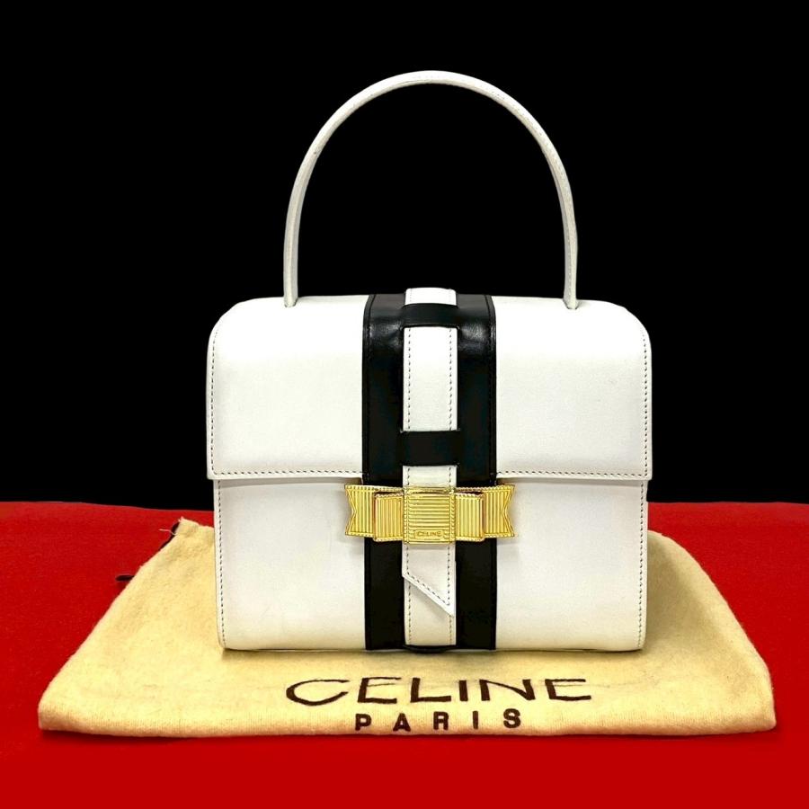 CELINE（セリーヌ） 極 美品 袋付き ヴィンテージ ロゴ リボン金具