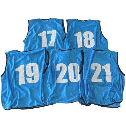 Fungoal ビブス ゼッケン 17-21番 5枚セット 子供用 大人用 スカイ