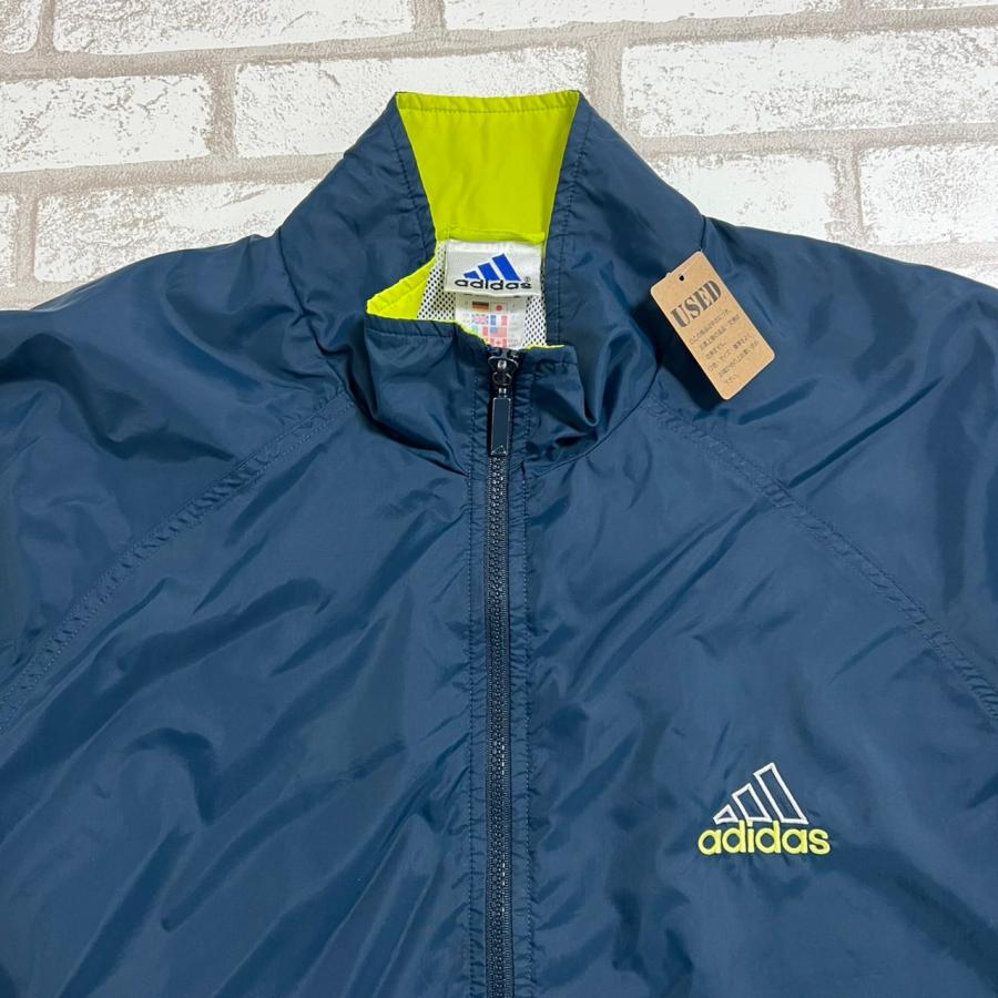 adidas（アディダス） 【古着】紺 黄緑 ネイビー フルジップナイロン