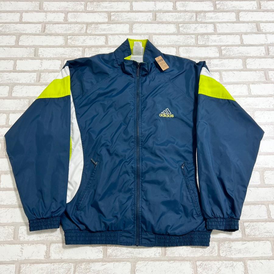 adidas（アディダス） 【古着】紺 黄緑 ネイビー フルジップナイロン