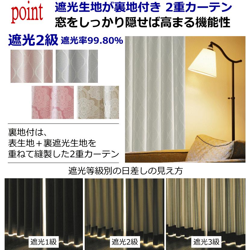 カーテン 遮光 裏地付カーテン 断熱 遮熱 保温効果 エレガンス