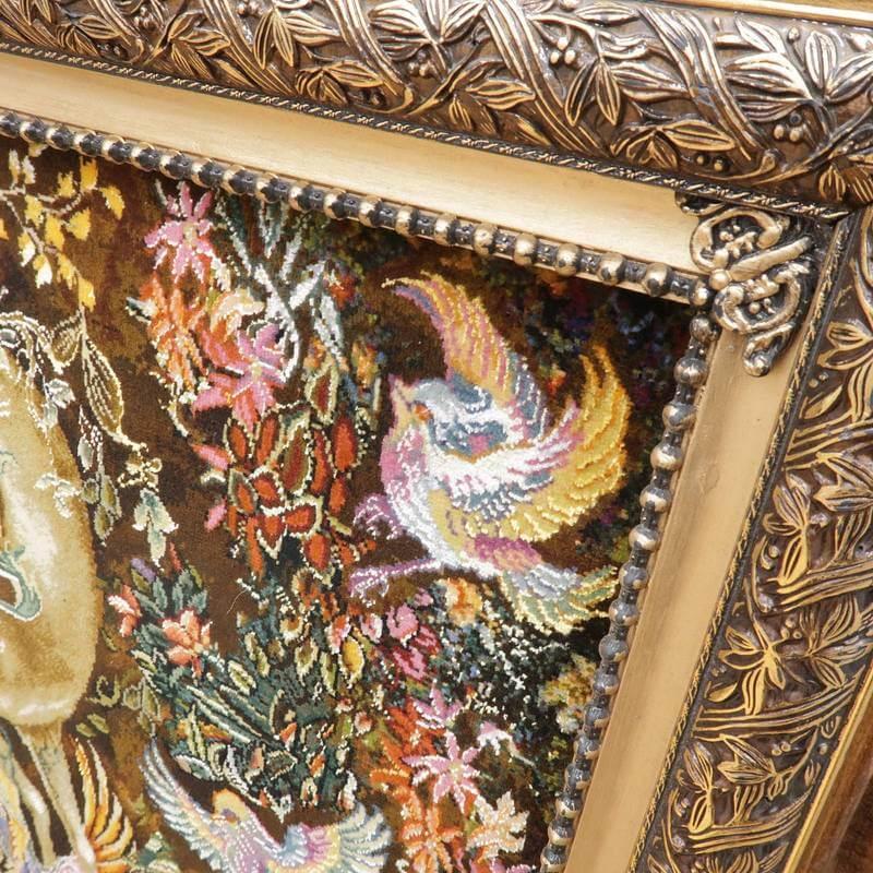 ペルシャ絨毯 イラン・タブリーズ絵画 125×92cm(額縁込) 手織り 絵画