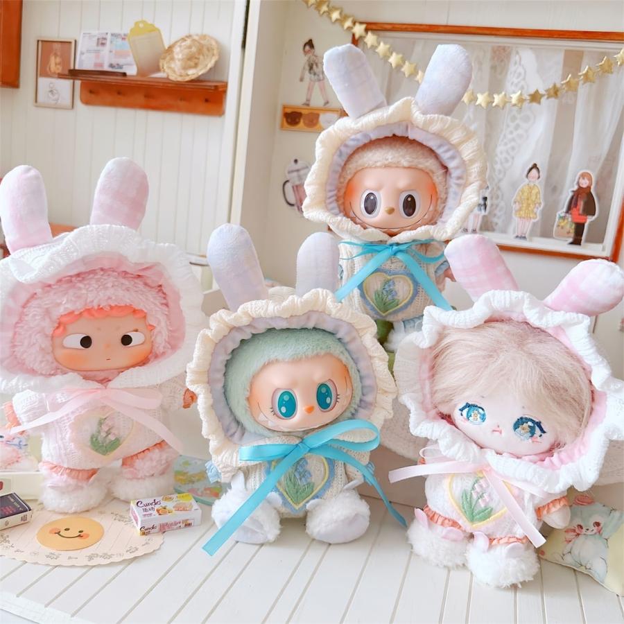 ぬい服 10cm 11cm 12cm ピンクのうさ耳ベビー服のお洋服 ぬいぐるみ用