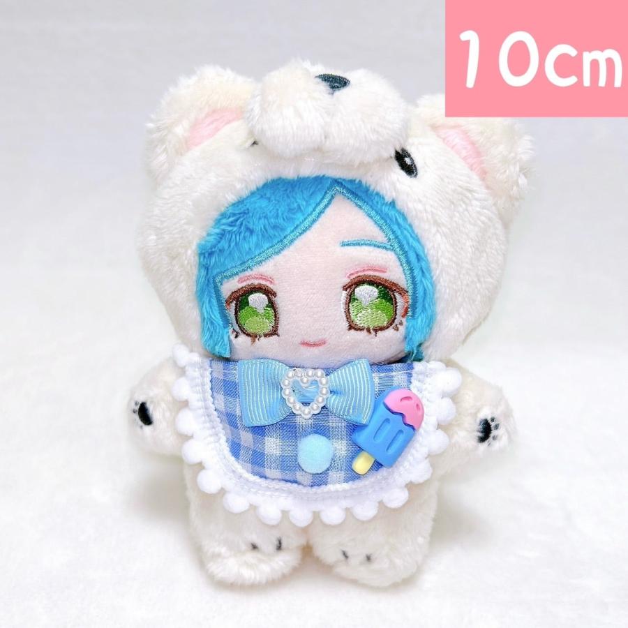 ぬい服 10cm 11cm 12cm ピンク ブルーのチェック柄スタイ ぬいふく