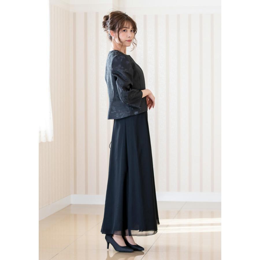 結婚式 ジャケット マザーズドレス 母親 50代 薔薇柄シャンタン