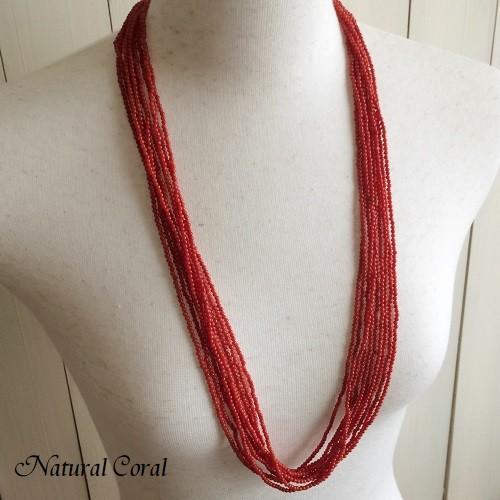 赤珊瑚 あかさんご ネックレス 小玉 10連 ナチュラルコーラル 珊瑚