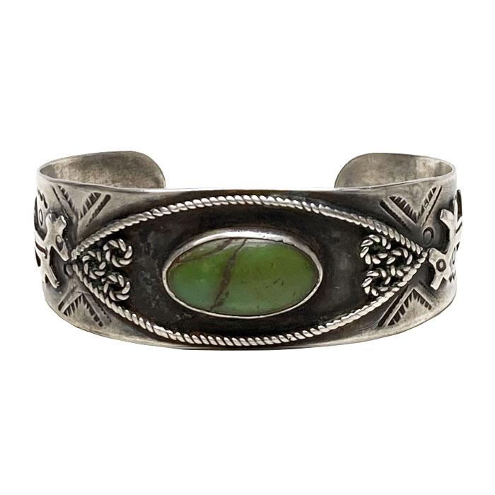 VINTAGE INDIAN JEWELRY Fred Harvey Style GreenTurquoise & Horse