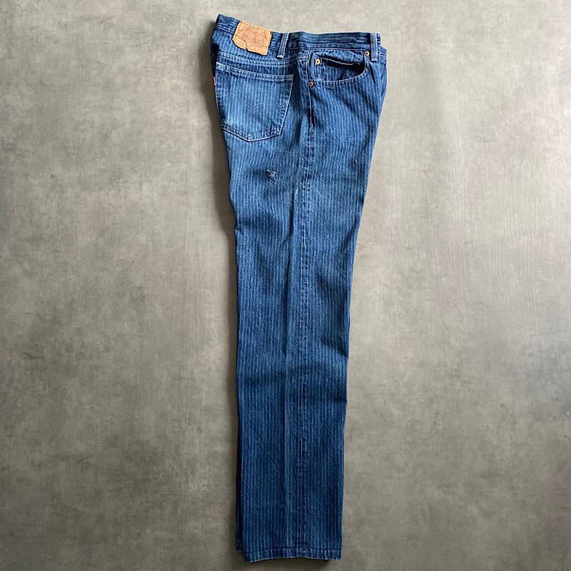80's Levi's 501-0118 Striped Denim Pants Made in USA W34L32 80年代