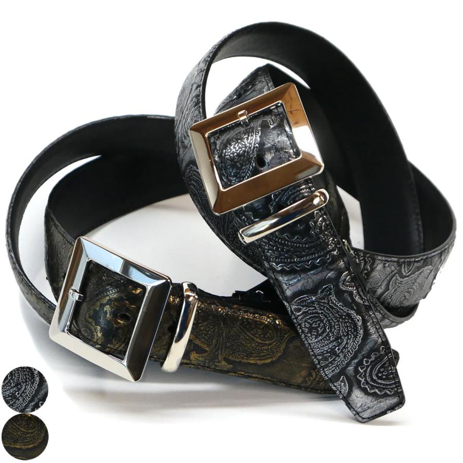 ベルト レザーベルト 4cm幅 スクエアー 四角 バックル パイソン革 ヘビ